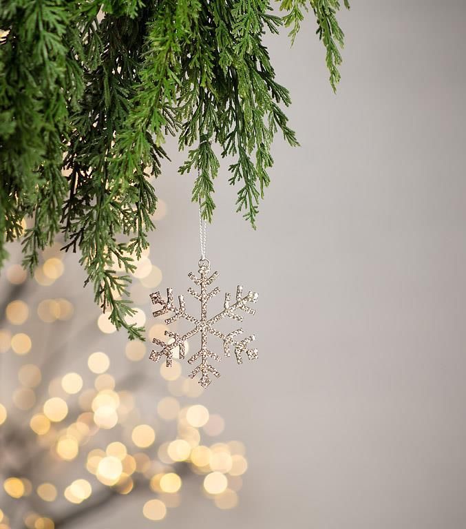 Metal Jewelled Snowflake Ornament Silver