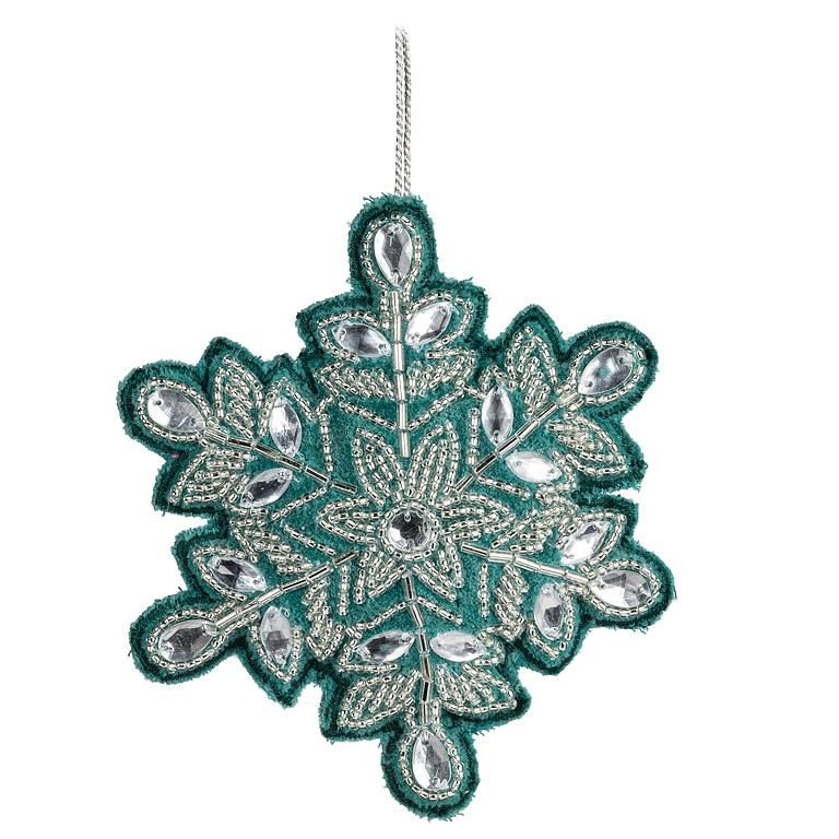Ornament Blue Soft Beaded Snowflake