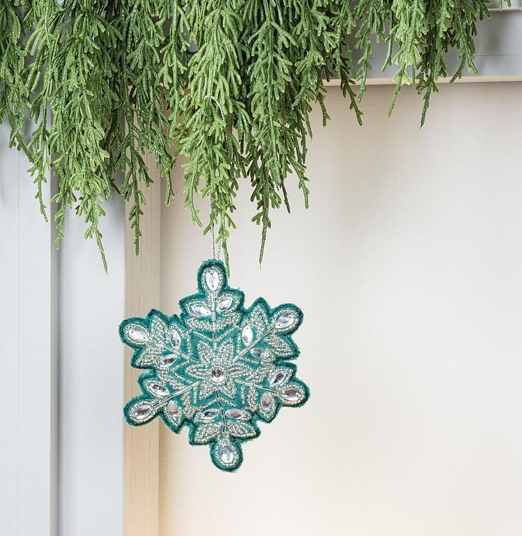 Ornament Blue Soft Beaded Snowflake