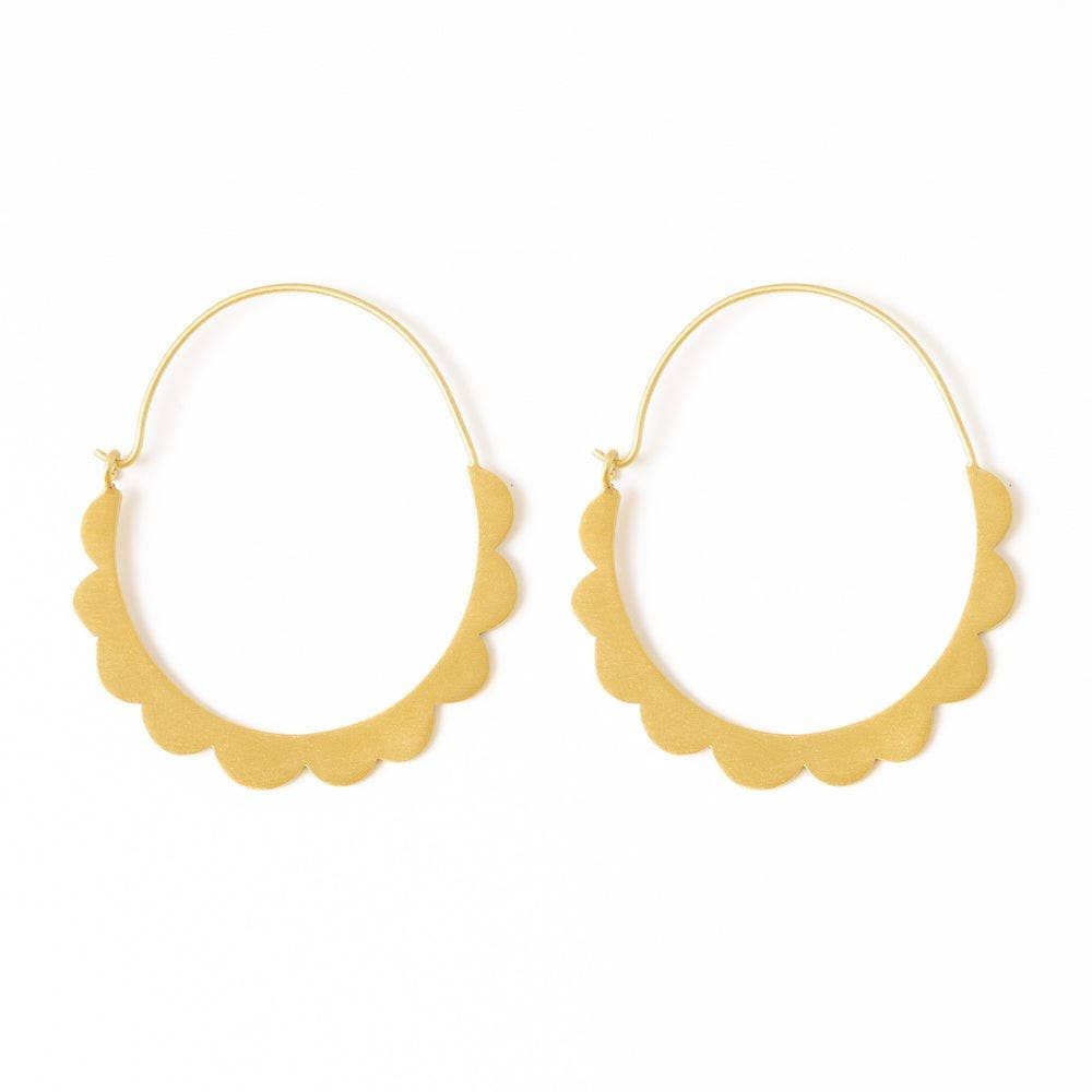 Stephanie Scallop Wrapped Hoop Brass