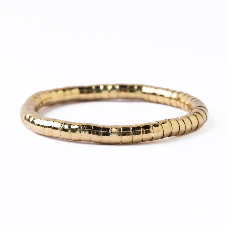Lucille Round Bead Stretch Bracelet Brass