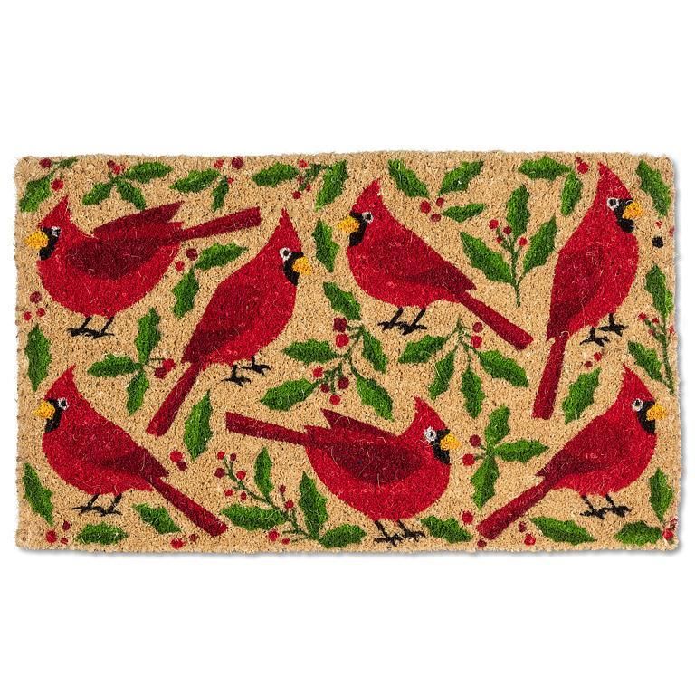 Doormat Cardinals &amp; Holly 18" x 30"