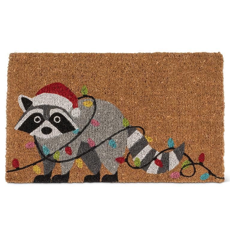 Doormat Holiday Raccoon with Lights18" x 30"