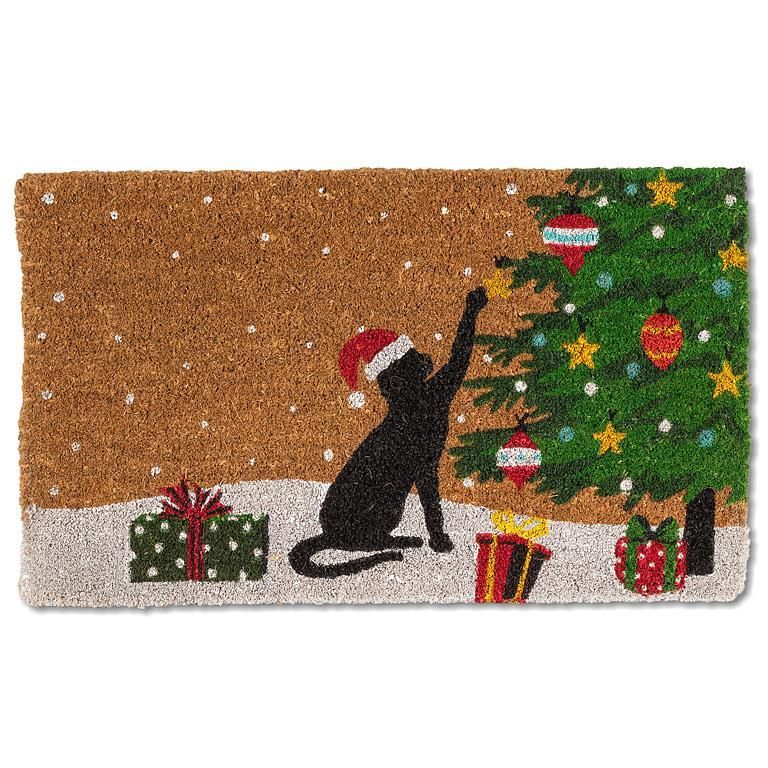 Doormat Playful Christmas Kitty 18" x 30"