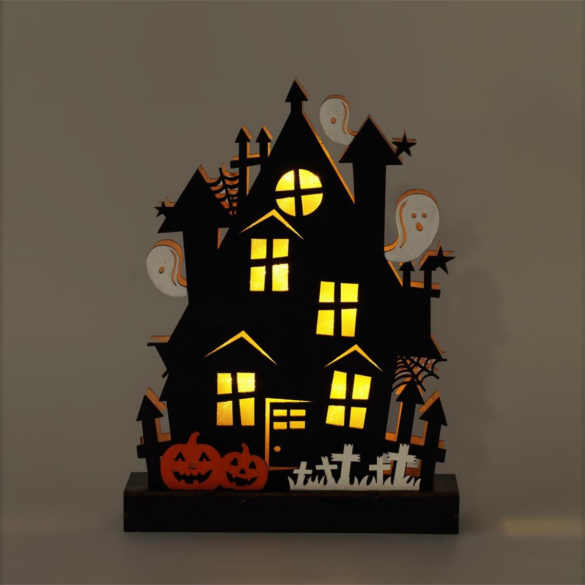 Wooden Light Up Ghost House Tabletop