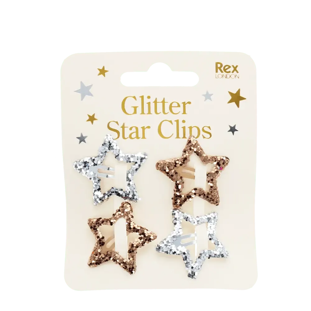 Set of 4 Star Hair Clips Gold &amp; Silver