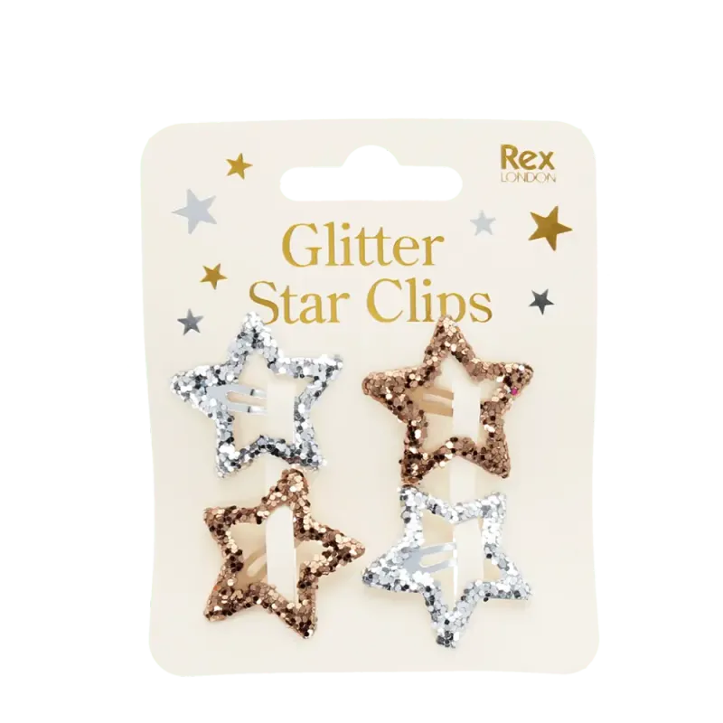 Set of 4 Star Hair Clips Gold &amp; Silver