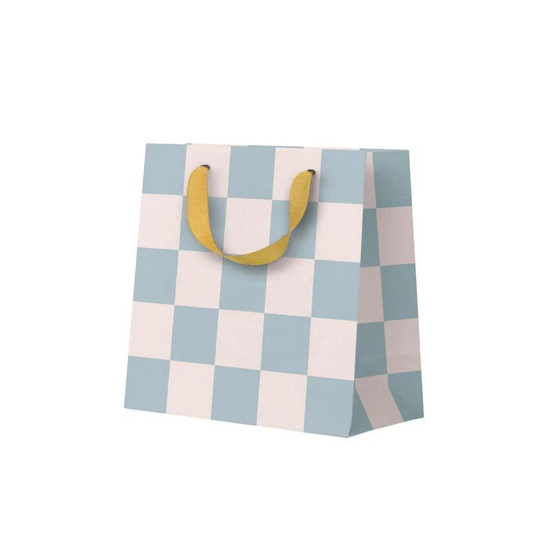 Pale Blue Checkerboard Small Gift Bag