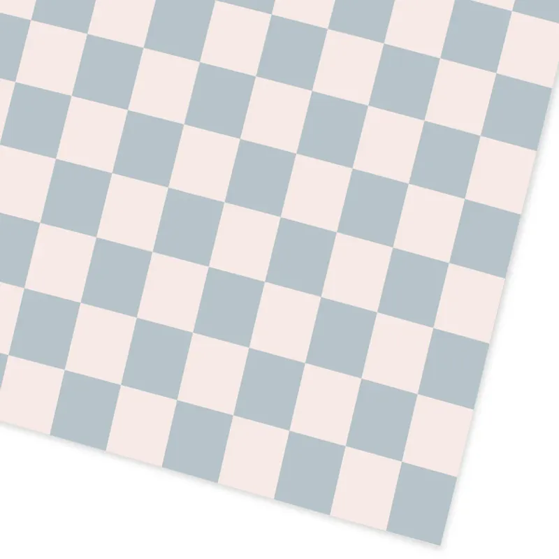 Blue and Cream Checkerboard Gift Wrap 3m Roll
