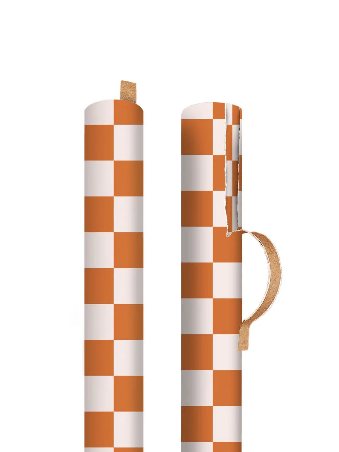 Orange and Cream Checkerboard Gift Wrap 3m Roll