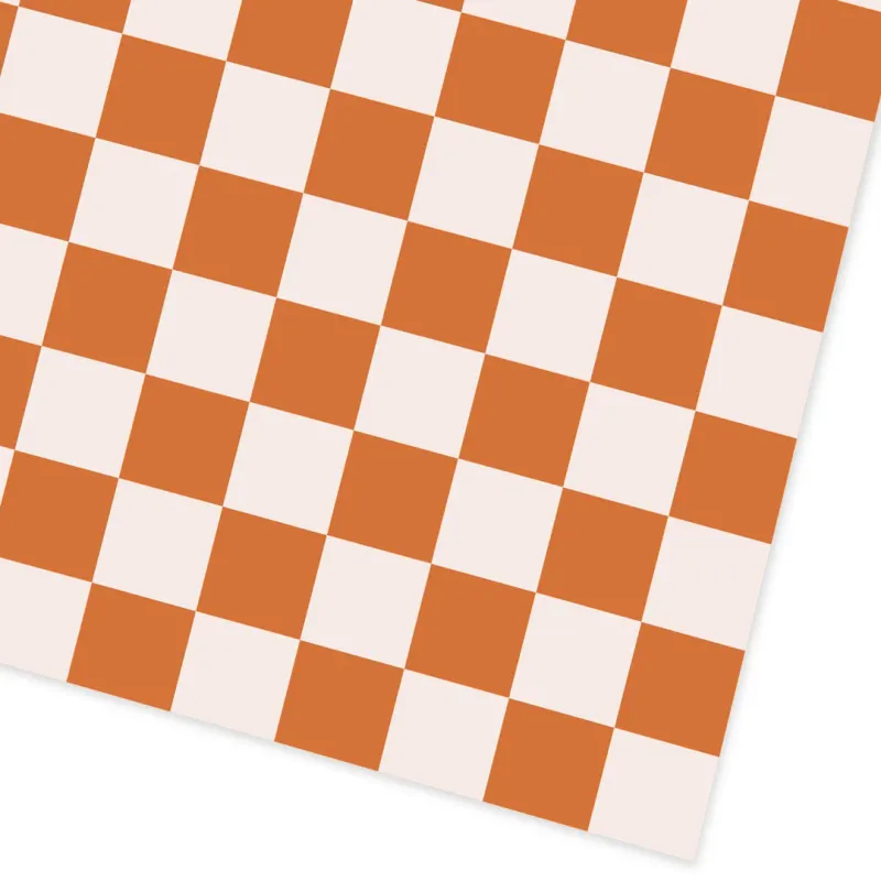 Orange and Cream Checkerboard Gift Wrap 3m Roll