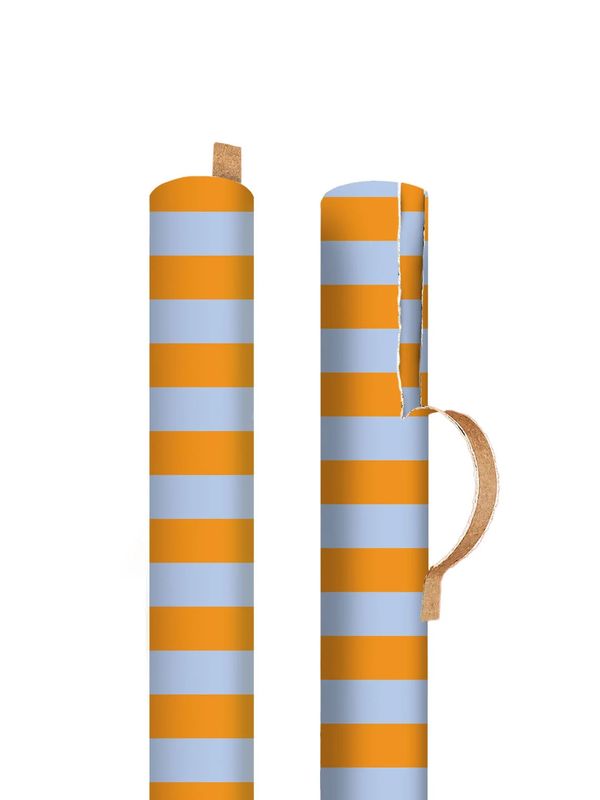 Blue and Orange Stripe Gift Wrap 3m Roll