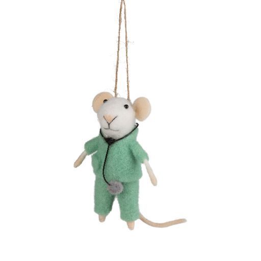 Felt Ornament Doctor/Nurse Mouse in Scrubs