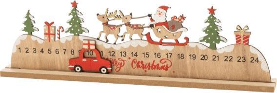 Wooden Advent Calendar Santa's Sleight and Moving Car