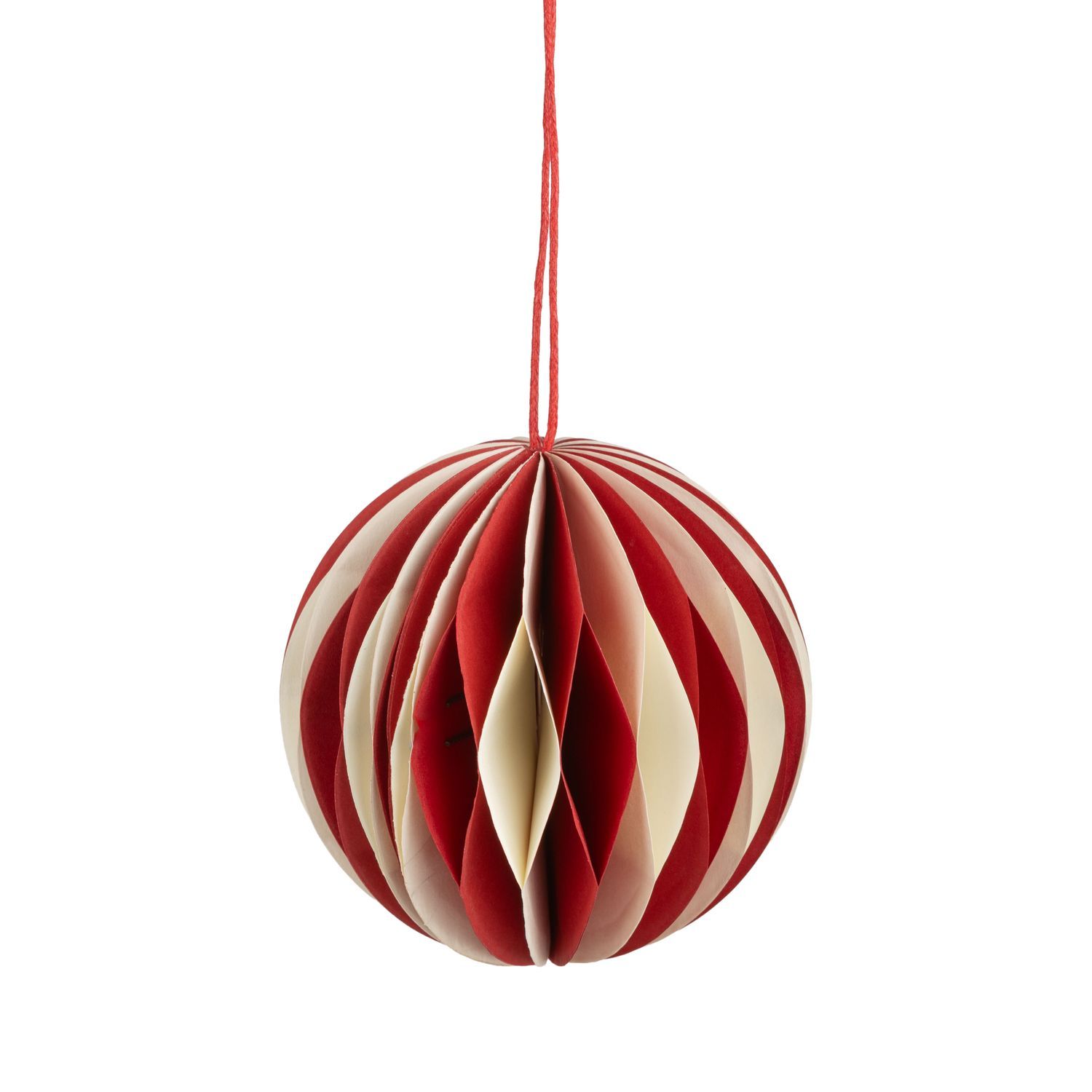 Paper Honeycomb Ball Ornament Red/Cream
