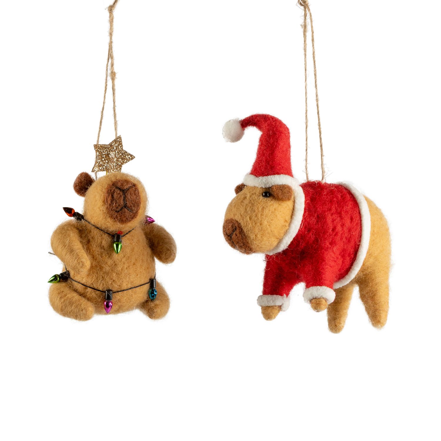 Felt Ornament Assorted Capybara Santa or Lights