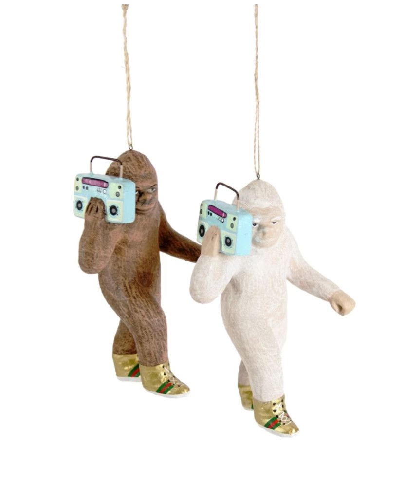 Paper Mache Ornament Hipster Sasquatch