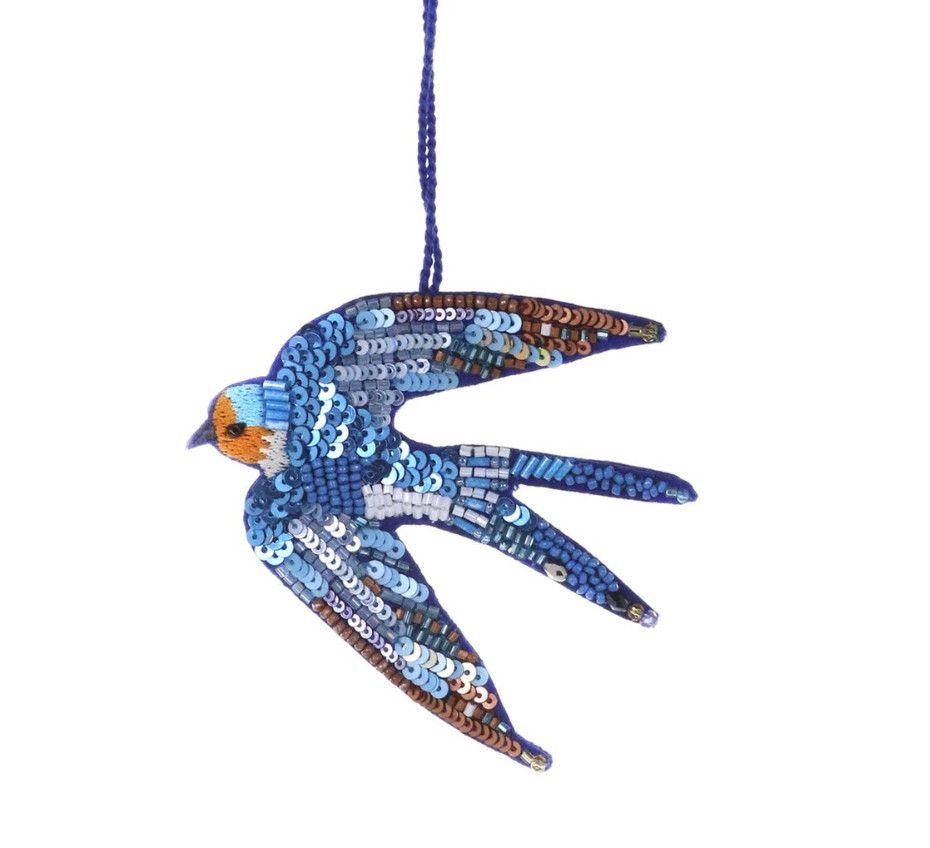 Stitched + Sequin Swallow Ornament