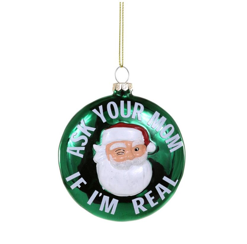 Glass Ornament Winking Santa