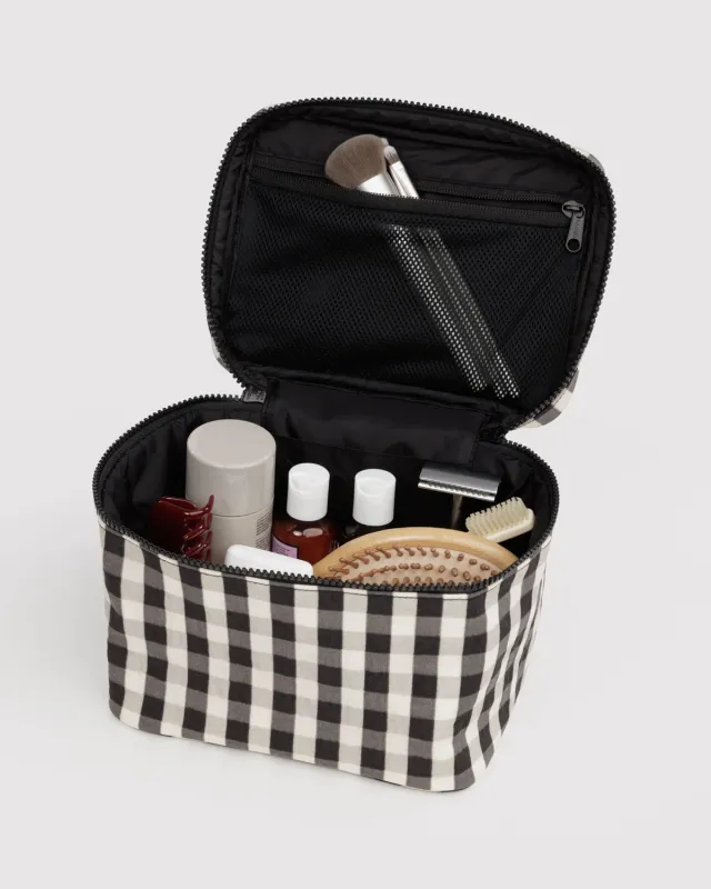 Large Cosmetic Case Black And Cream Gingham