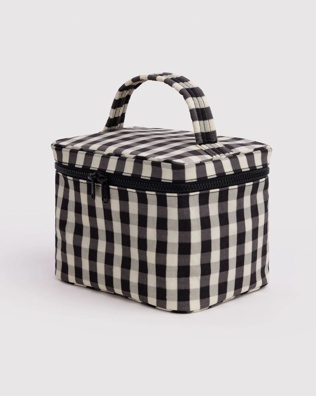 Large Cosmetic Case Black And Cream Gingham