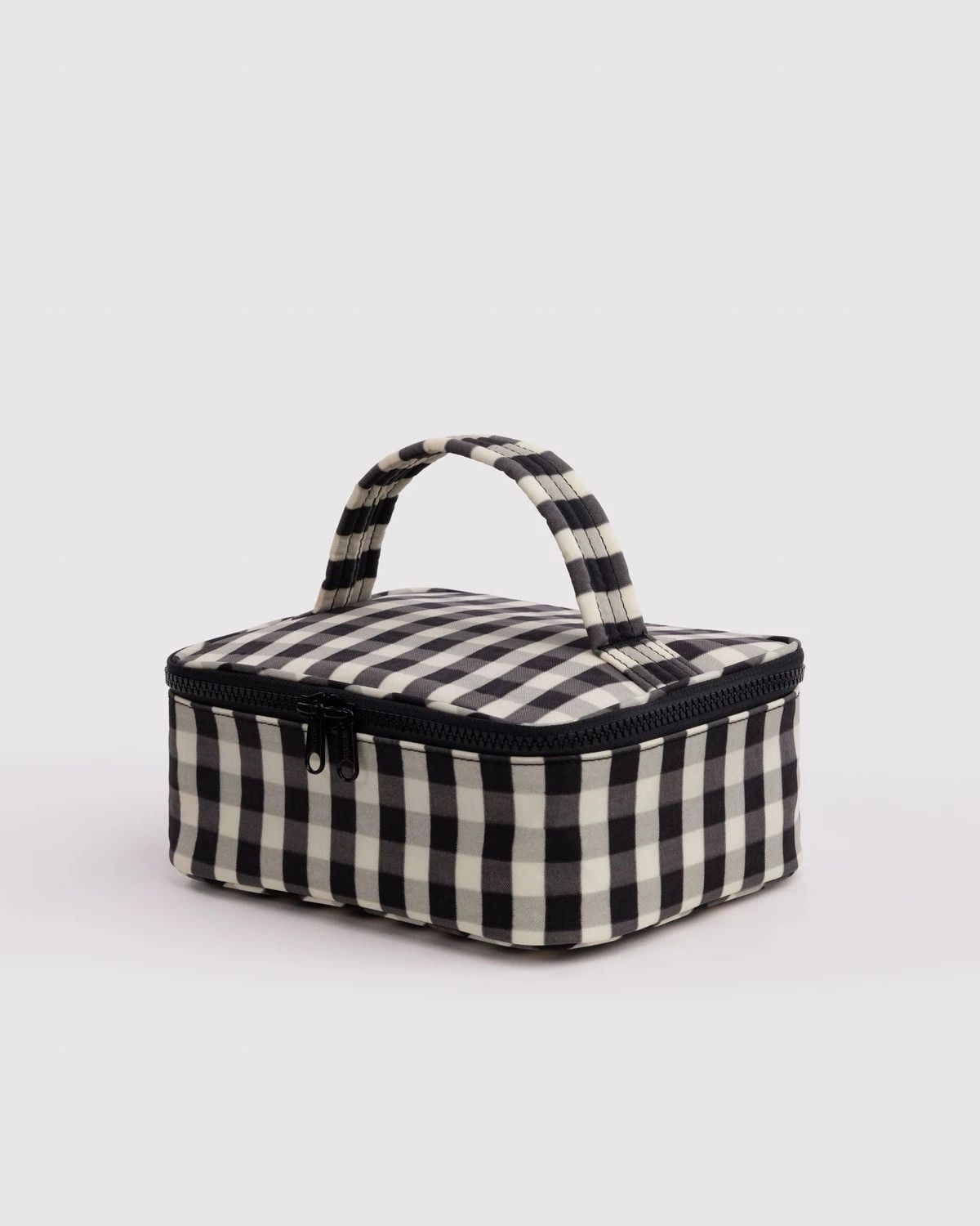 Small Cosmetic Case Black And Cream Gingham