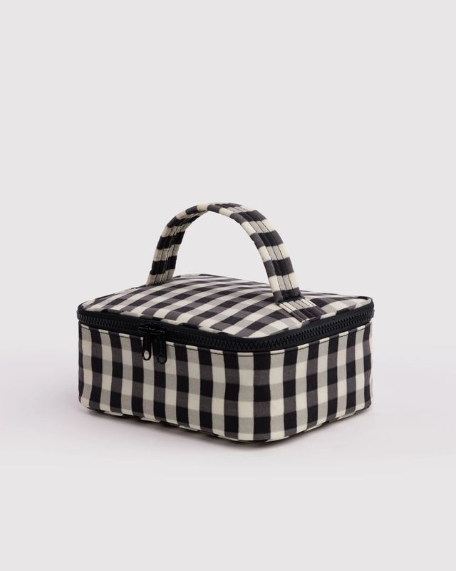 Small Cosmetic Case Black And Cream Gingham