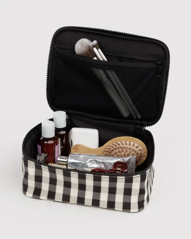 Small Cosmetic Case Black And Cream Gingham