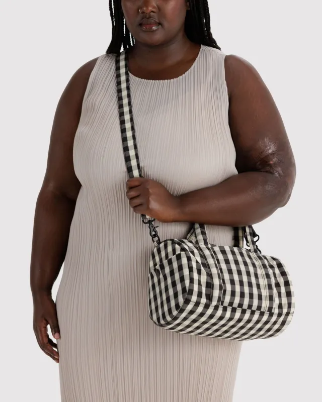 Nylon Duffle Bag Black And Cream Gingham