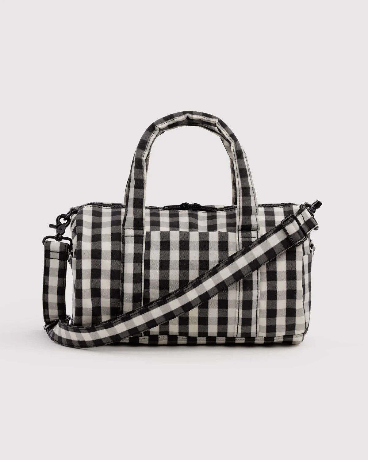 Nylon Duffle Bag Black And Cream Gingham