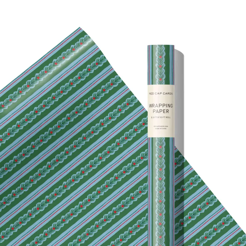 Cedar and Berry Stripe 10 ft Wrap Roll