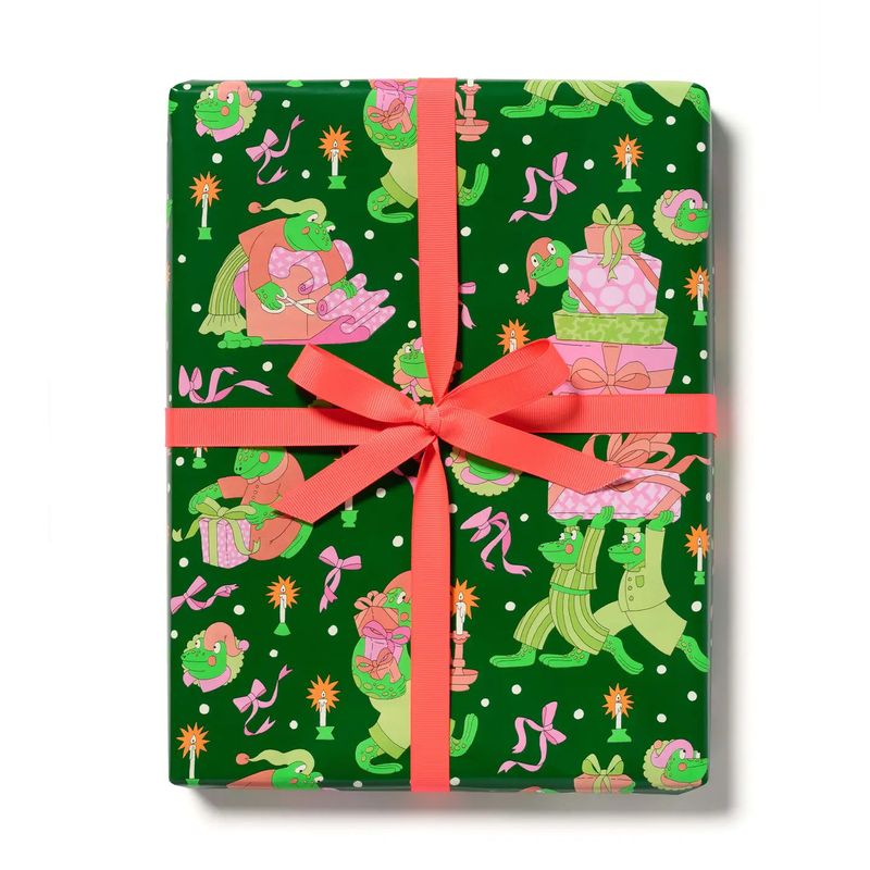 Frog Christmas 10 ft Wrap Roll