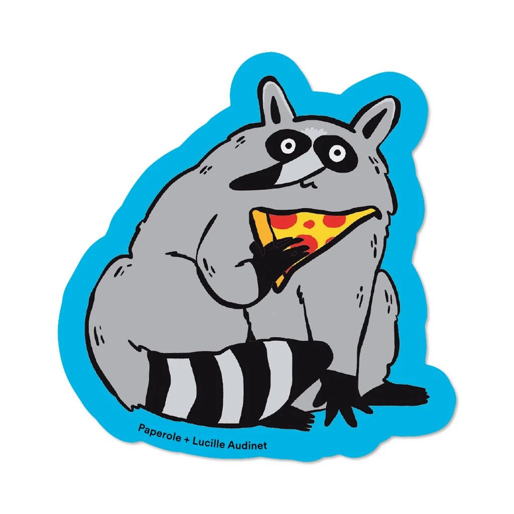 Raccoon Pizza Sticker