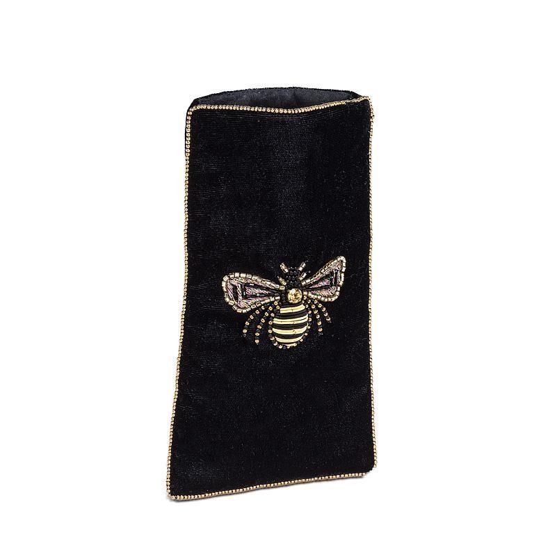 Beaded Velvet Eyeglass Case Embroidered Bee