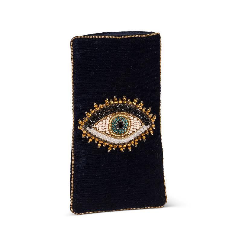 Beaded Velvet Eyeglass Case Embroidered Eye