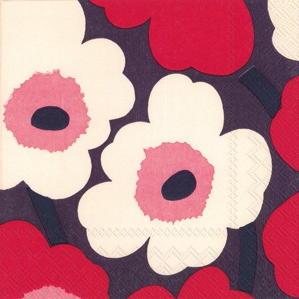 Paper Lunch Napkin Unikko Red Cream
