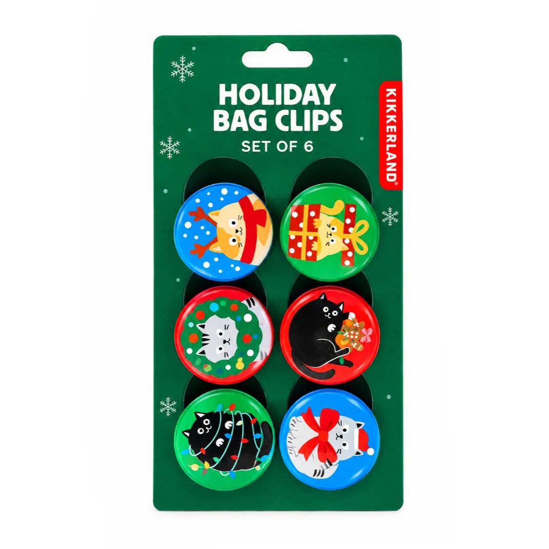 Christmas Cats Bag Clips Set of 6