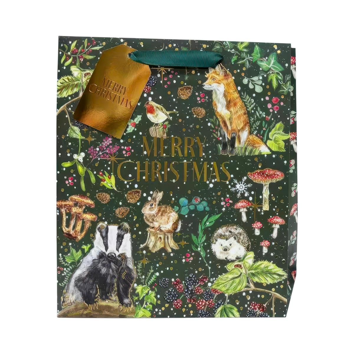 Large Gift Bag Merry Christmas Green