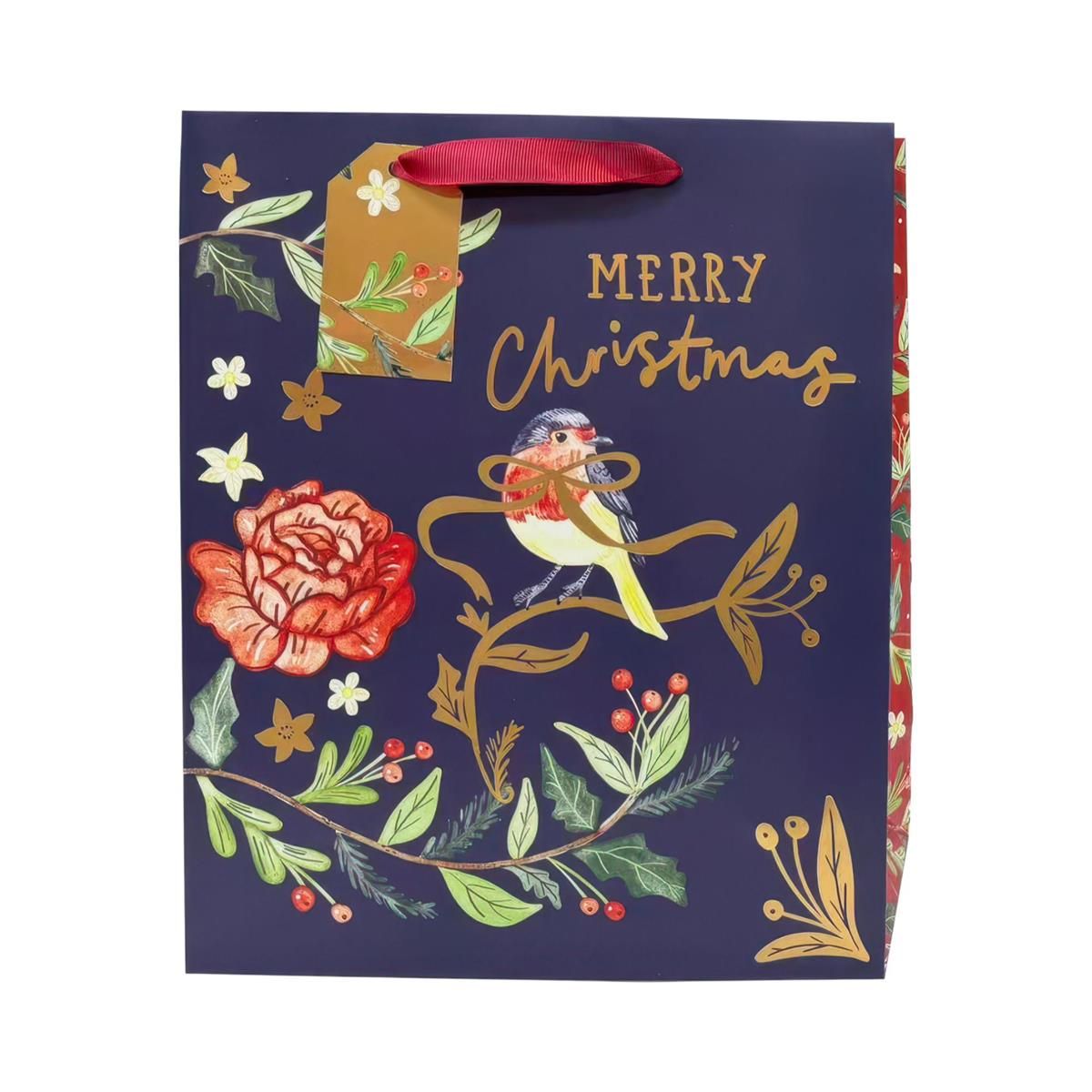 Large Gift Bag Merry Christmas Blue