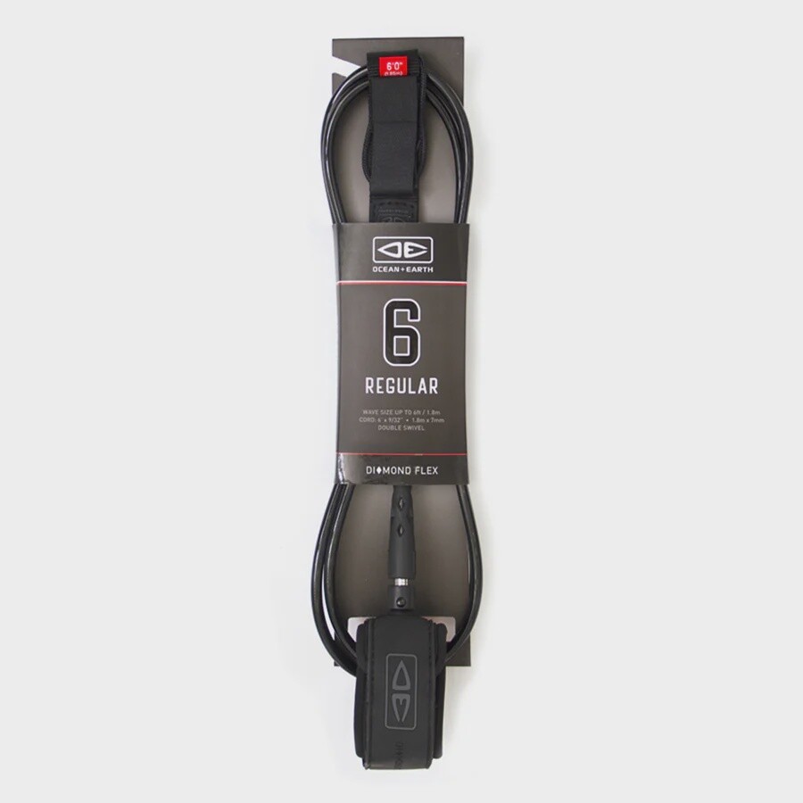 Ocean &amp; Earth Leash 6ft 7mm Regular, Colour: Black