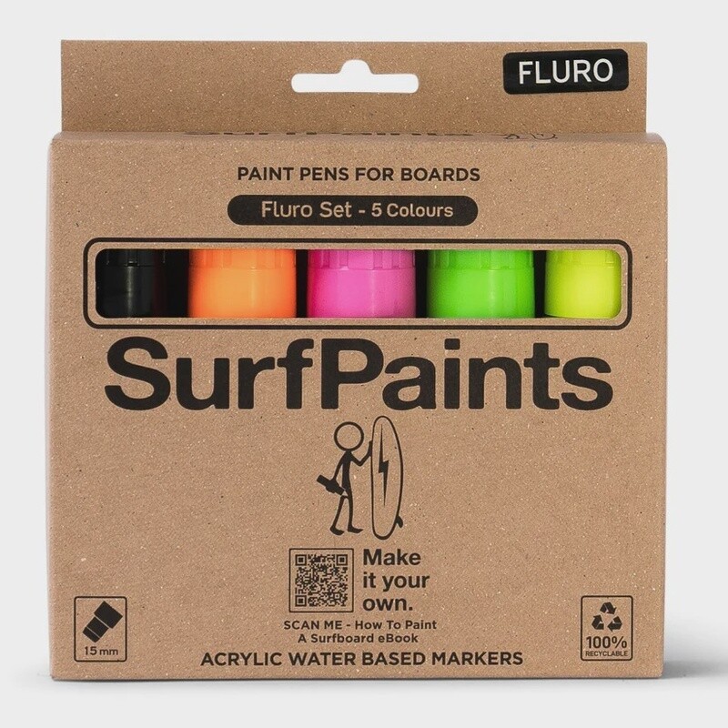 Surf Paint03 Fluro Set 5 Acrylic Markers 15mm