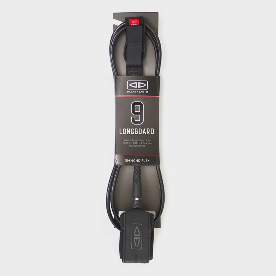 Ocean &amp; Earth Leash 9&#39; Regular Longboard, Size: 9&#39;, Thickness: 7mm, Colour: Black