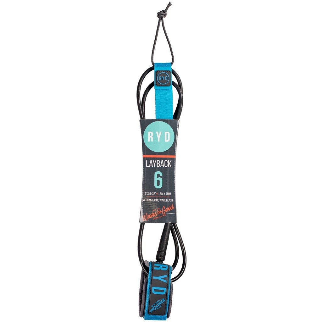 RYD 6&#39; Layback 7mm leash, Size: 6&#39;, Thickness: 7mm, Colour: Blue/Grey