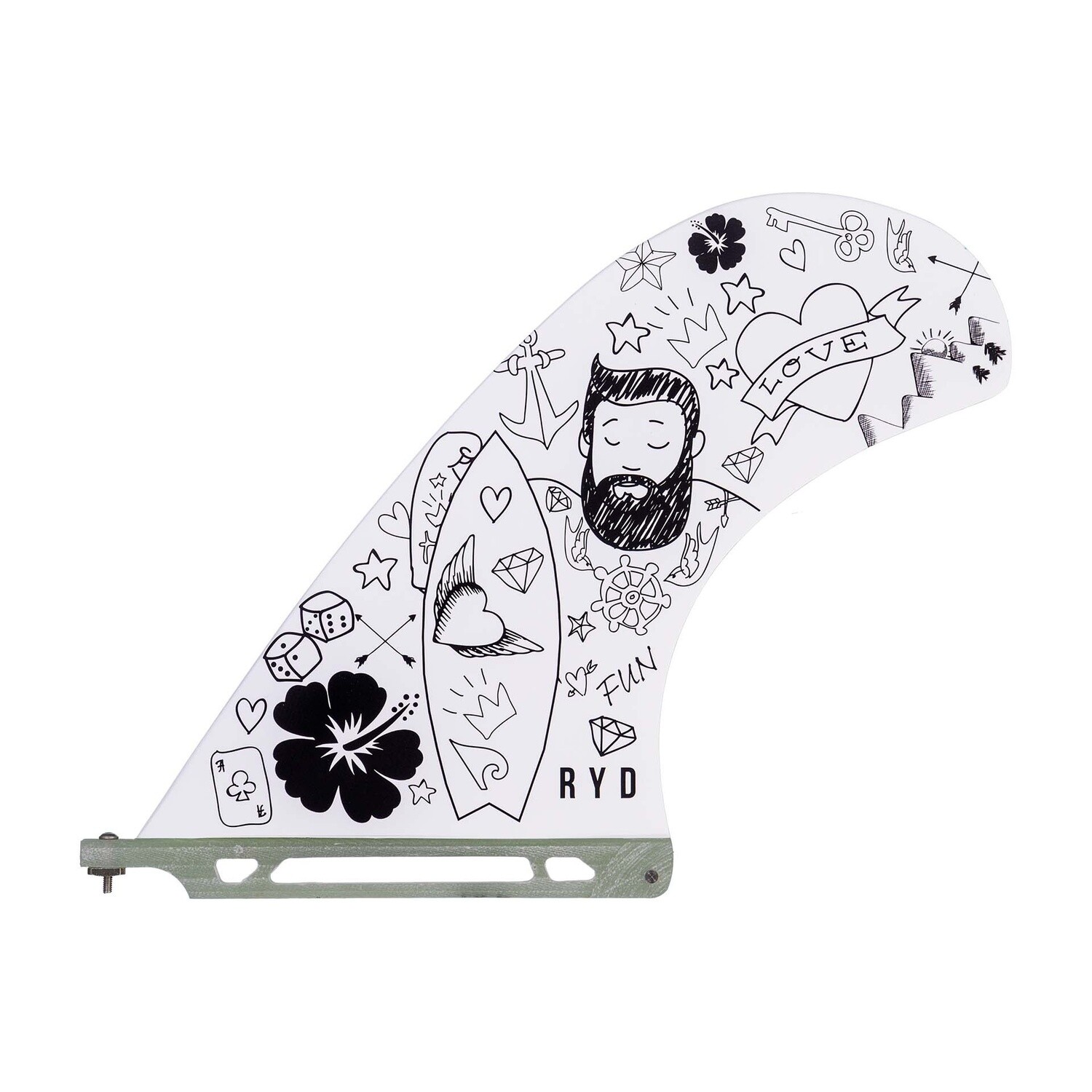 RYD Hank Dude Glass Longboard Fin, Size: 9.5&#39;&#39;