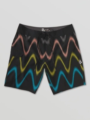 Volcom Mod Misprint Stripe19&#39;&#39;Boardshort Black, Size: 30, Colour: Black