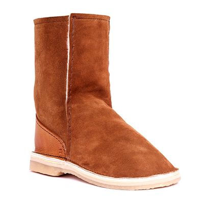 In-Step All Suede Sheepskin Boots, Size: 3, Colour: Tan