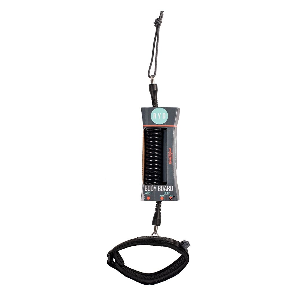 RYD 7mm Bicep(L) Bodyboard Leash, Colour: Black/Grey