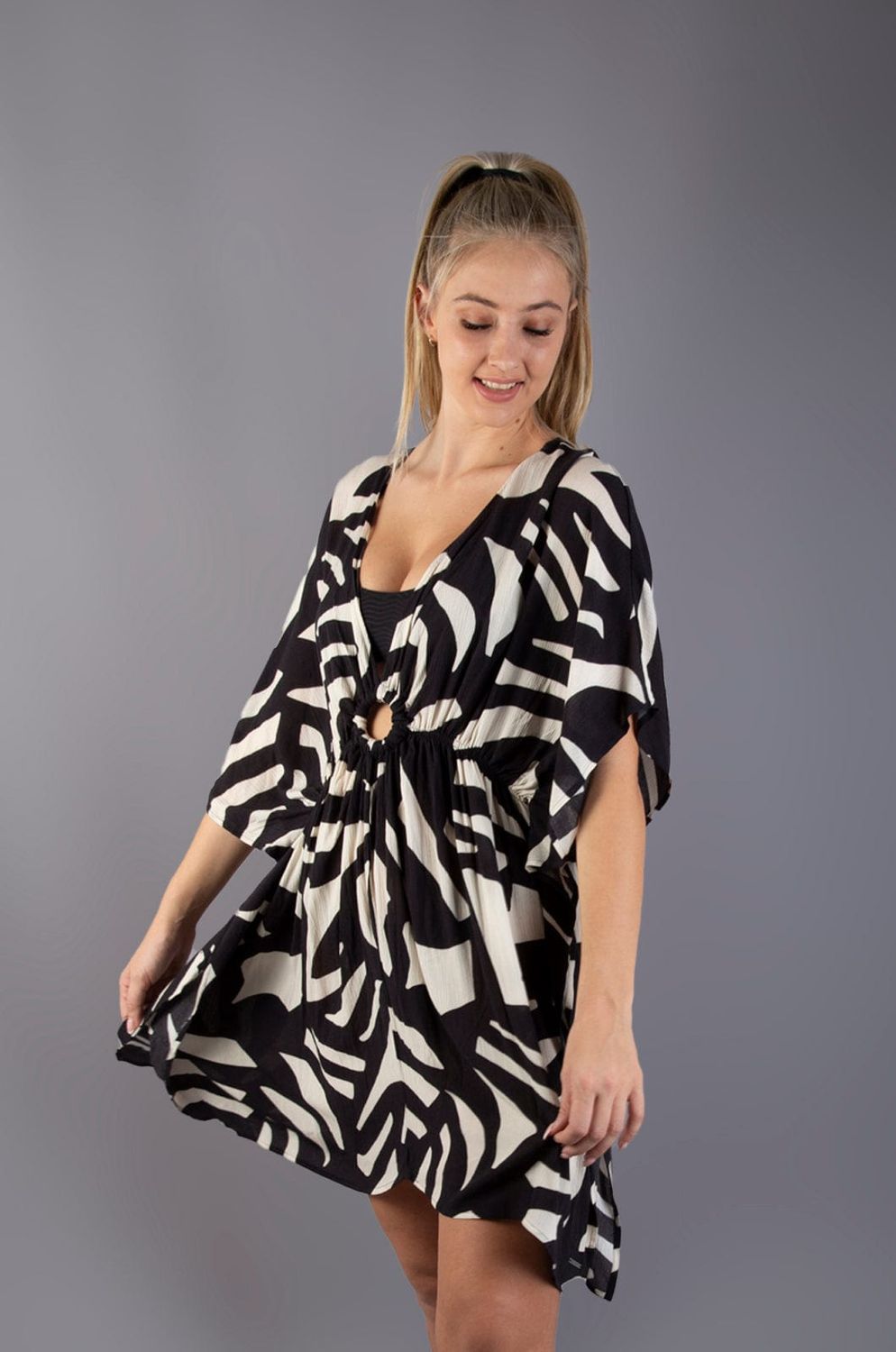 Lizzy Shaylah - Ladies Overswim, Colour: Monochrome Abstract, Size: S