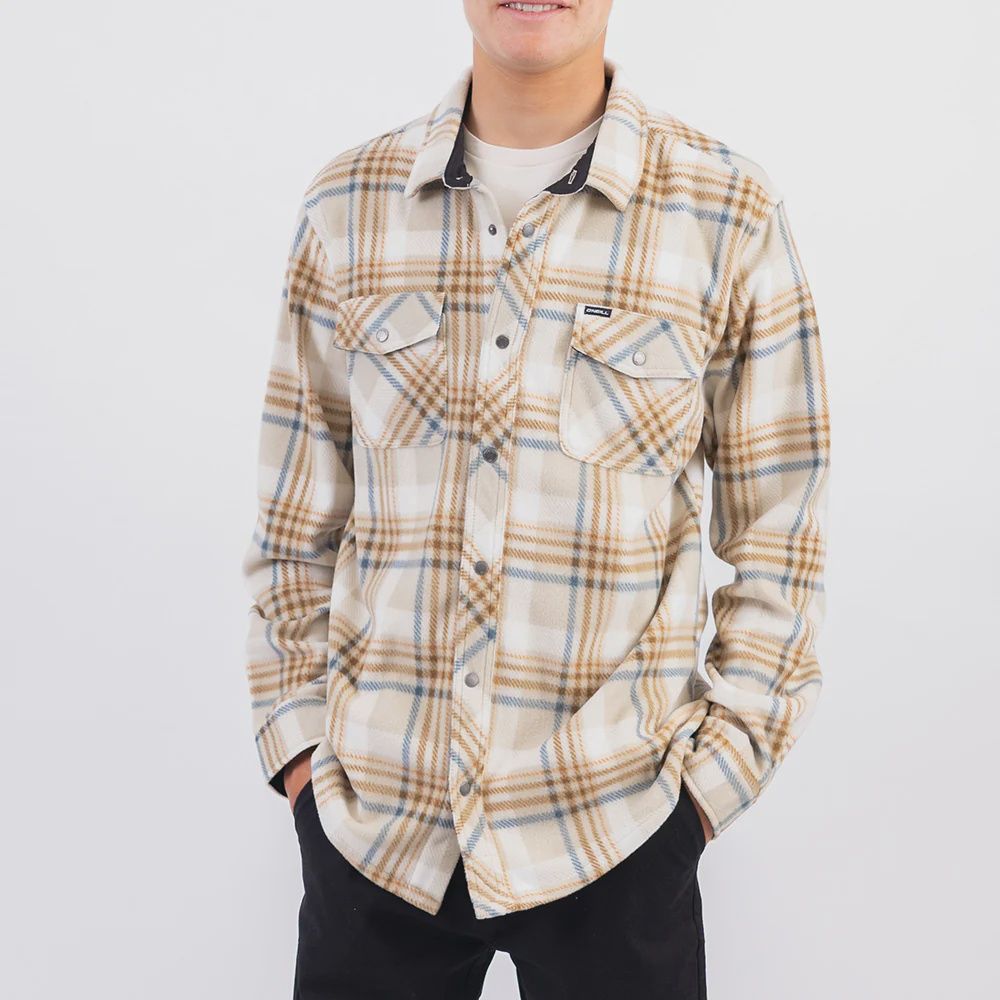 O&#39;Neill Glacier Plaid Superfleece Jacket, Colour: Light Khaki, Size: M