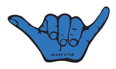 Island Style Shaka Hand Logo Sticker 18cm, Colour: Blue